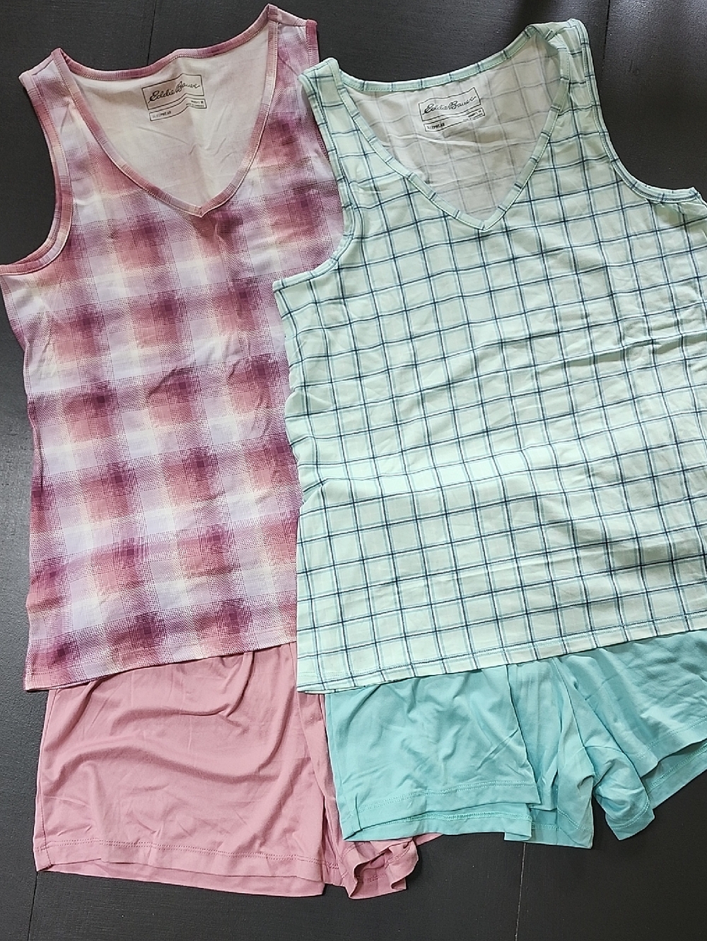 NWOT Eddie Bauer Plaid & Check Sleep Tank Sets - Pink & Mint